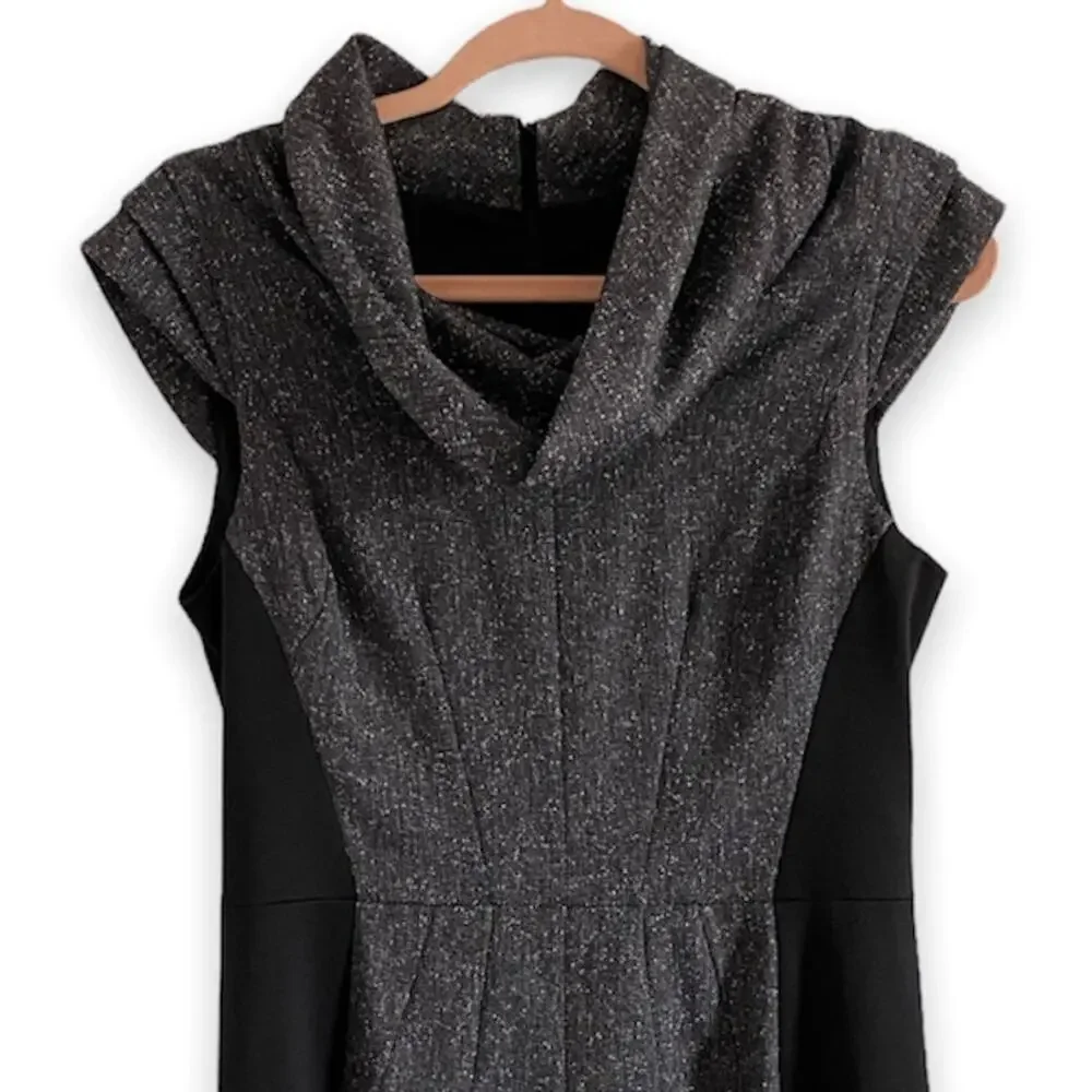 Saks Fifth Avenue Black bodycon cap sleeve dress gray & black size 8 - Picture 3 of 12